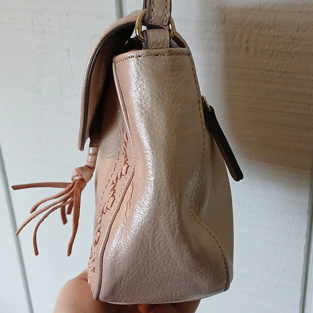 Tignanello Light Frosted Pink Leather Crossbody Bag - Picture 3 of 11
